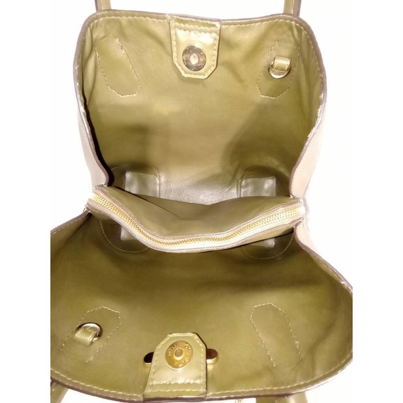 Michael KORS olive green pebble leather Purse Mercer Gallery Tote - Picture 6 of 9